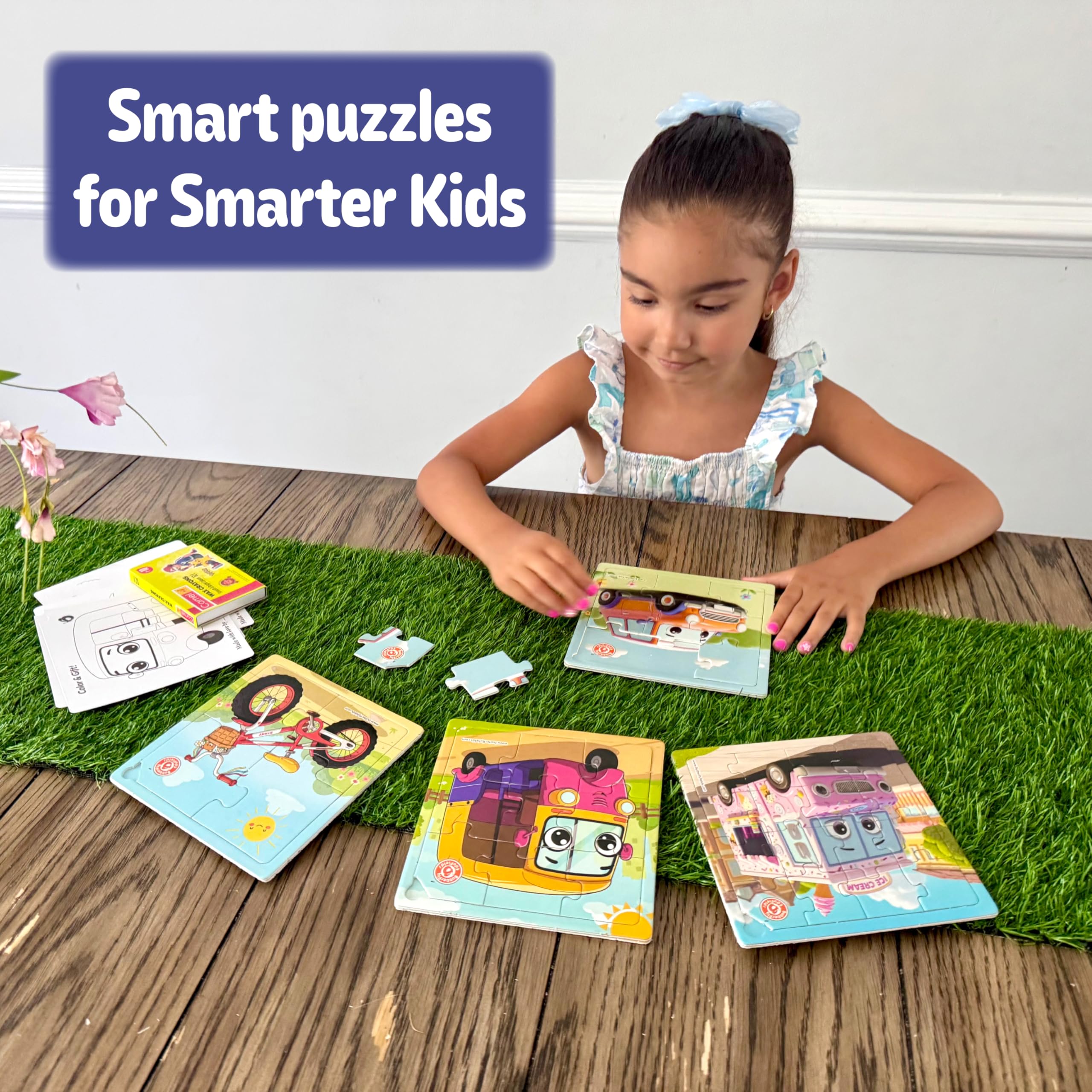 Butterfly EduFields 4-in-1 Vehicles Jigsaw Puzzle Set for Kids Age 3-7 38 Pcs Brain-Boosting Puzzle Toy with Coloring Worksheets for Boys & Girls Preschool Learning - Image 3