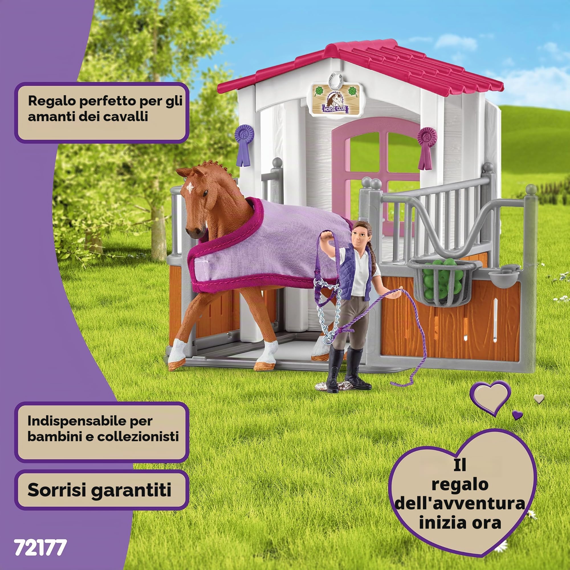 Area lavaggio cavalli con stalla, SCHLEICH 72177 HORSE CLUB, con cavallo e cavaliere, dai 5 anni in su