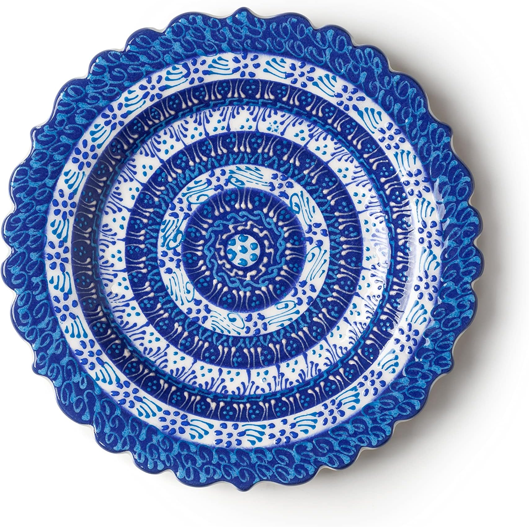LEMOSE Turkish Handmade Decorative Plate - Blue&White Ceramic Ornament for Ho...