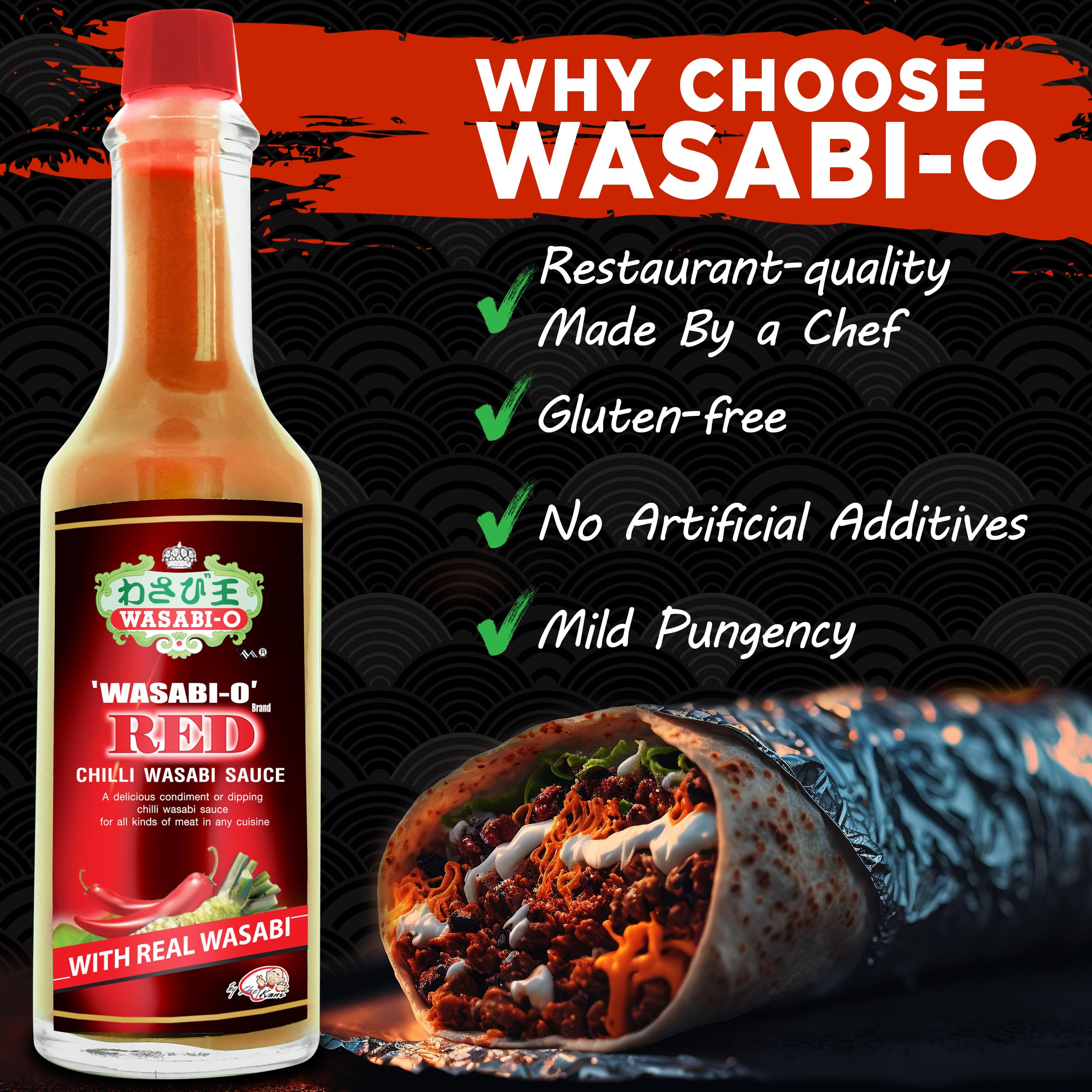 WASABI-O Combo Set of 2 Wasabi Original Sauce 62g & Wasabi Red Chili Sauce 55g