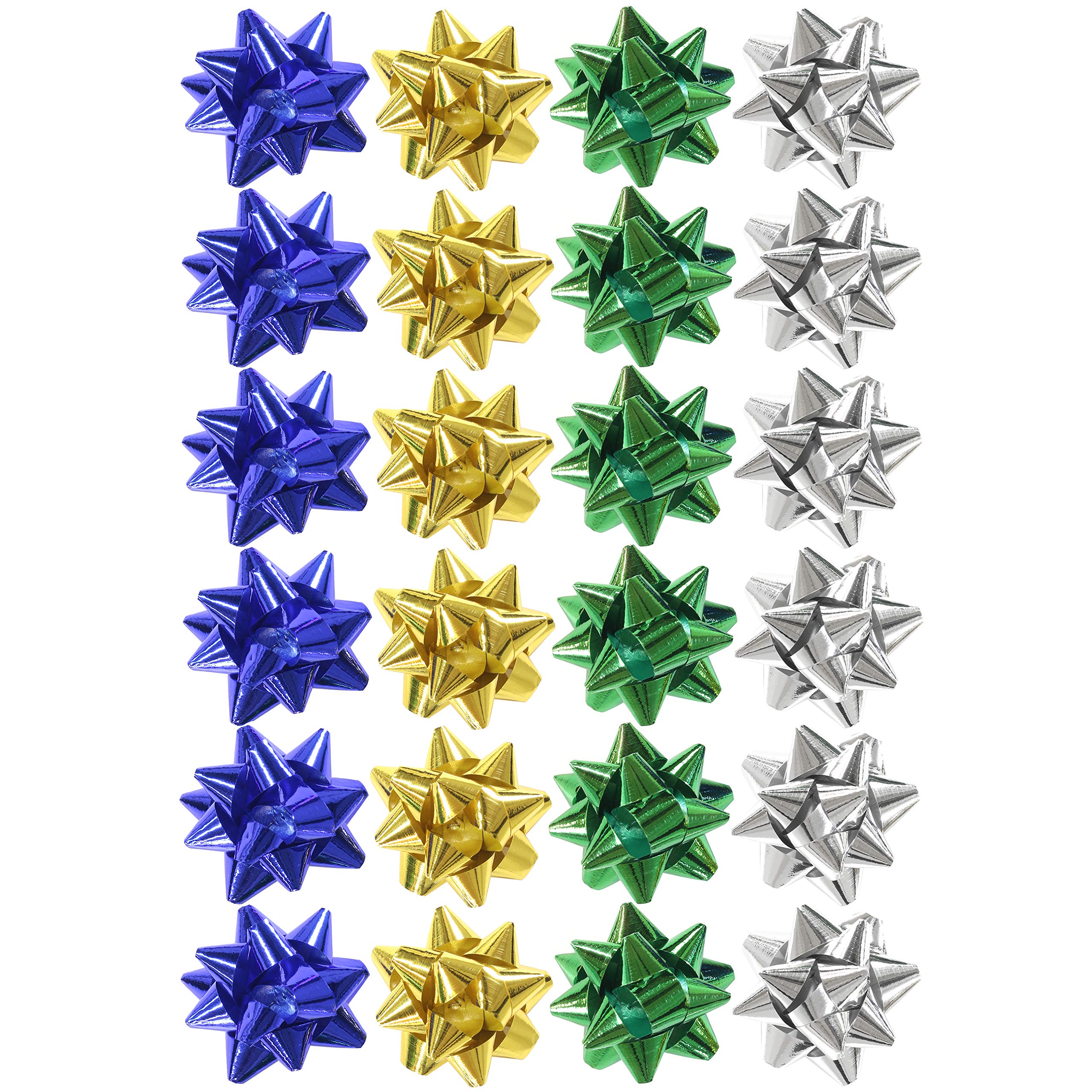 Robelli Multicolor Pack Of 24 Assorted Colour Metallic Gift Bows - 4Cm