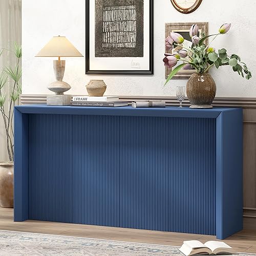 Miniatura 174 de Mesa consola contemporánea con parte superior de madera de hormigón de inspiración industrial, armario de almacenamiento de acento para sala de Gris