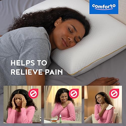 Miniatura 2 de Almohada cervical para dormir  Almohada ergonómica de espuma viscoelástica para aliviar el dolor de cuello  Almohada ortopédica de contorno para