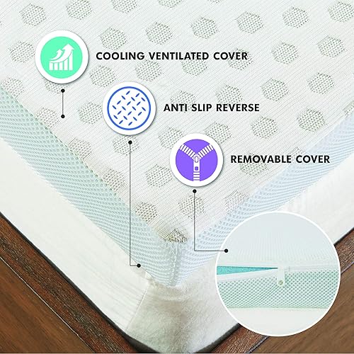 Miniatura 3 de Sleep Philosophy - Protector de colchón de espuma viscoelástica con gel, apto para todas las estaciones, lujoso e hipoalergénico