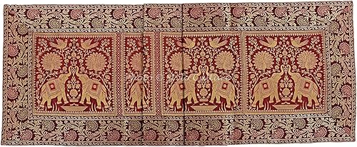 Miniatura 4 de Stylo Culture Brocade - Camino de mesa de centro de jacquard rectangular, bohemio, tradicional, decoración de sala de estar, elefante, pavo real,