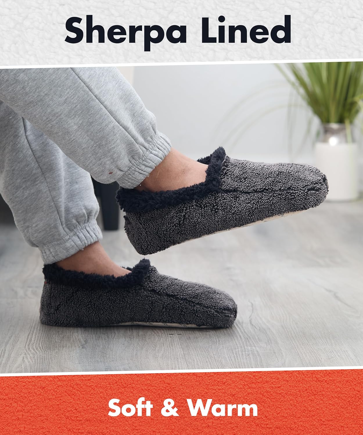 Snoozies Mens Two Tone Fleece Lined Slippers - Comfortable Slippers for Men - Two Tones - Image 2