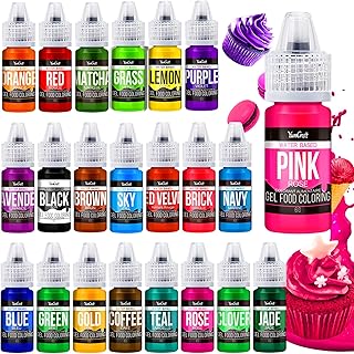 Food Coloring Gel Set - 22Vibrant Color Gel Food Coloring for Cake Decorating, Baking, Easter Egg, Icing - Tasteless Food Color Dye for Fondant, Cooking, Airbrush - 0.2 Fl. oz (6 ml)/Bottles