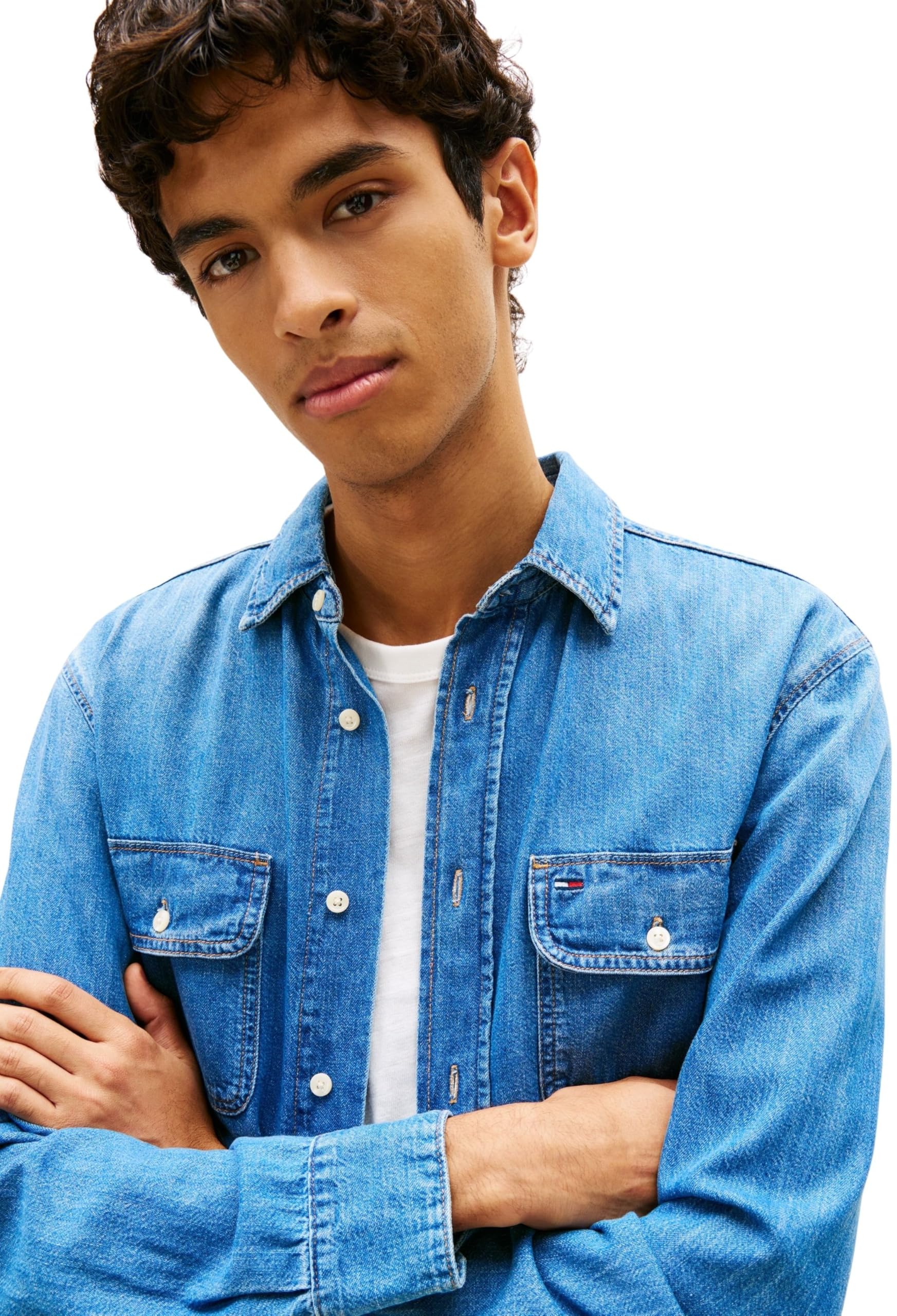 Tommy Jeans Relaxed Denim Shirt Ext Bj8037 Dm0dm23028 Camisa L/S Hombre (Pack de 1)