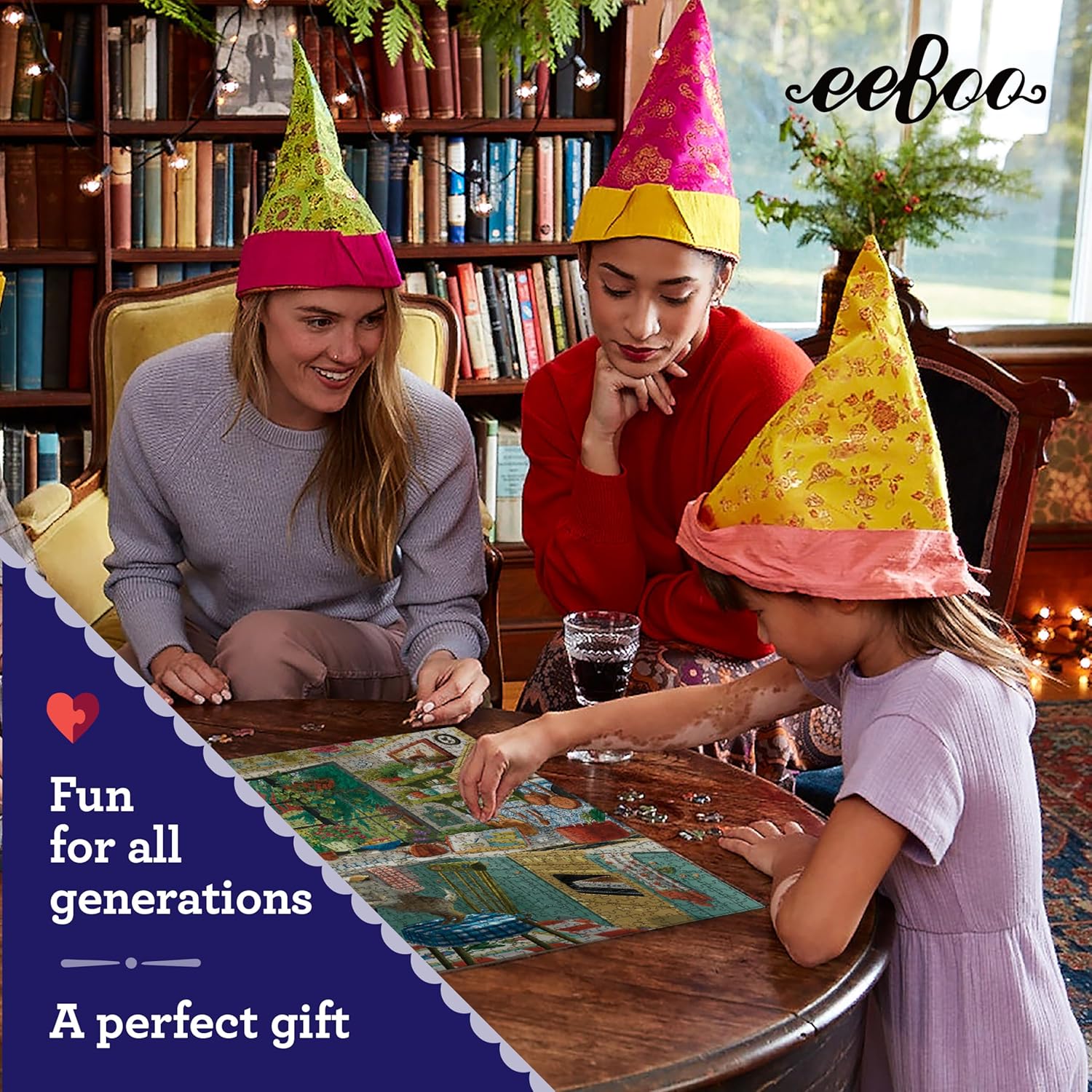 eeBoo 1000 Piece Puzzle - Springtime Kitchen Jigsaw Puzzle for Adults, Square 23" x 23" Made with Recycled Board & Vegetable-Based Ink