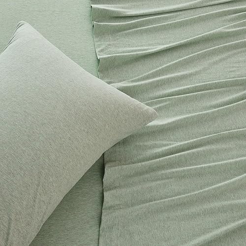 Miniatura 4 de Great Bay Home - Juego de 4 piezas de sábanas de algodón extrasuave tamaño matrimonial, transpirable, suave, cómodo y acogedor, sábanas color verde