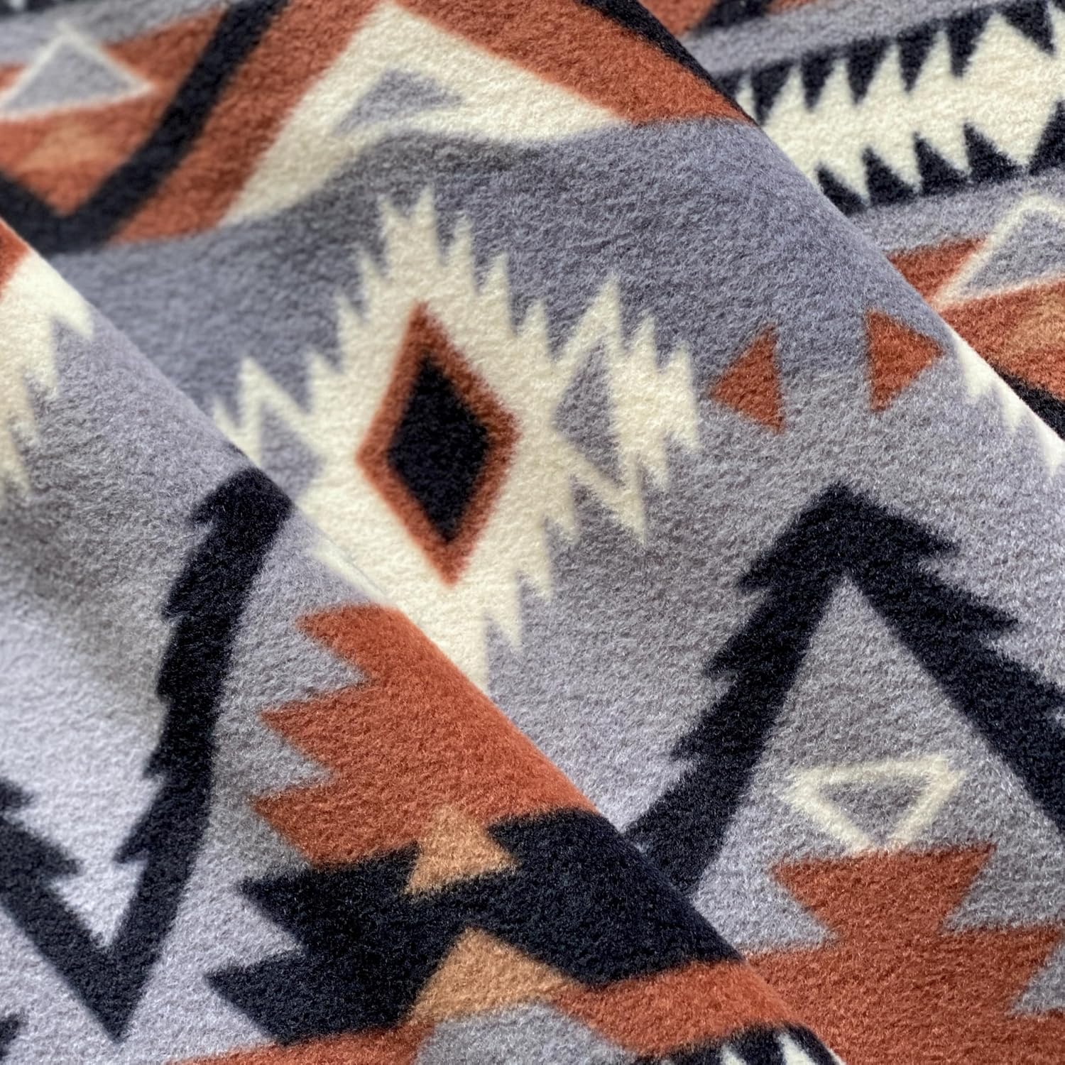 YourFleece No-Sew Throw Fleece Fabric DIY Blanket Making Kit, Make Your Own, Anti-Pill, Native Southwest Raymi, 50x60 inches
