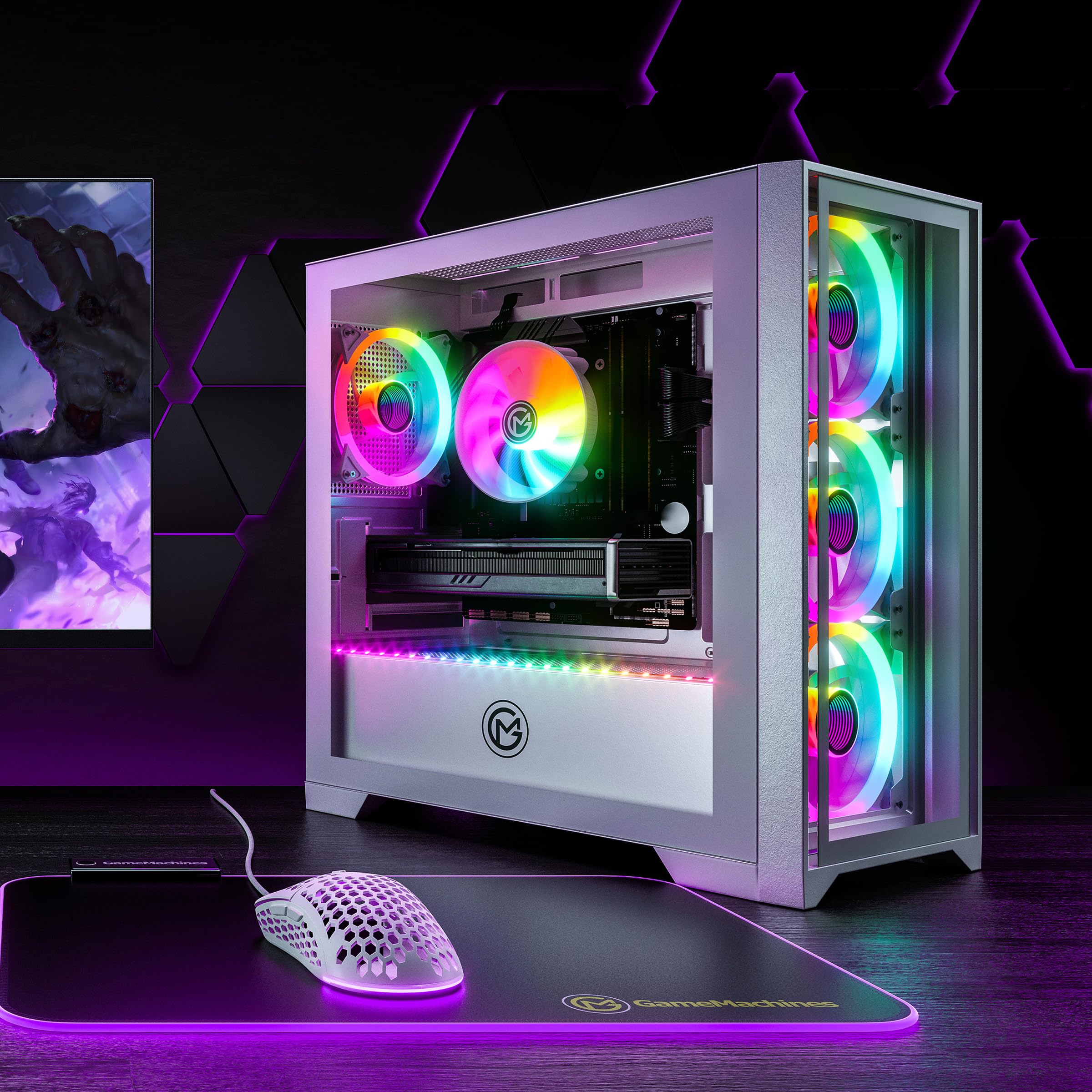 GameMachines Trinity Trinity Snow Edition - Gaming PC - AMD Ryzen 7 8700F - Radeon RX 9060 XT 16GB - 1TB SSD - 16GB DDR5 - WLAN - Win 11 Pro