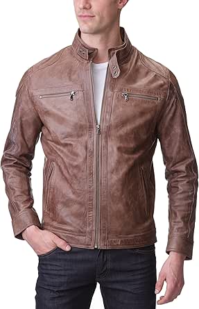 Olly Gan Crust - Blazer - Cuir - Homme - Beige - T3 : Amazon.fr: Mode