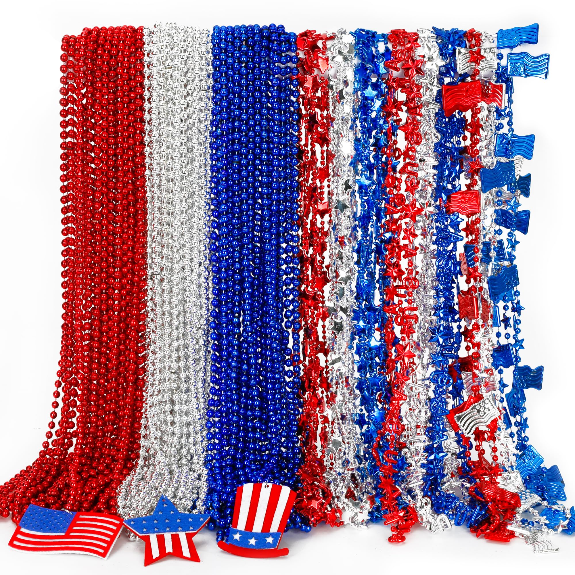 EOBOH 120PCS Patriotic Beads Necklaces