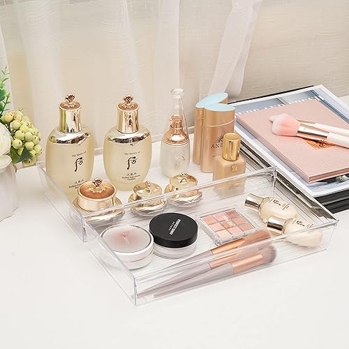 Miniatura 4 de Backerysupply Paquete de 4 cubos de almacenamiento para baño, cosméticos, maquillaje, tocador, plástico transparente, bandeja organizadora de