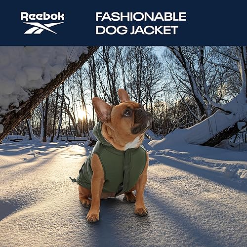 Miniatura 3 de Reebok Chaqueta acolchada para perros  Chaleco impermeable con capucha, ropa de invierno para perros pequeños, medianos y grandes, chaqueta de nieve