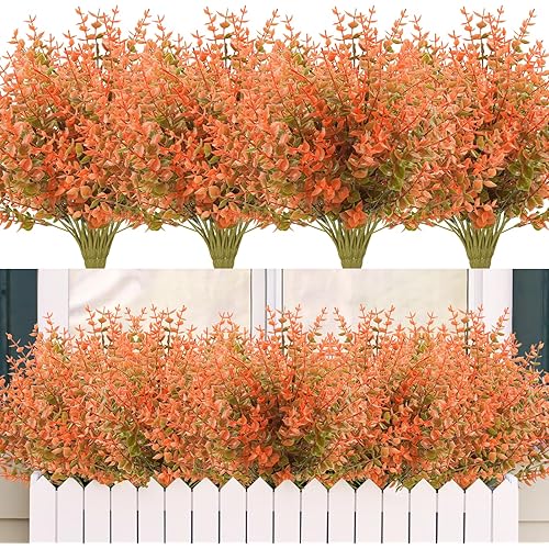 Dehoxara 24 Bundles Artificial Fall Flowers UV Resistant Faux Autumn Plants Fake Indoor Outdoor Greenery Fall Decor for Home Thanksgiving Wedding Party Garden Fireplace