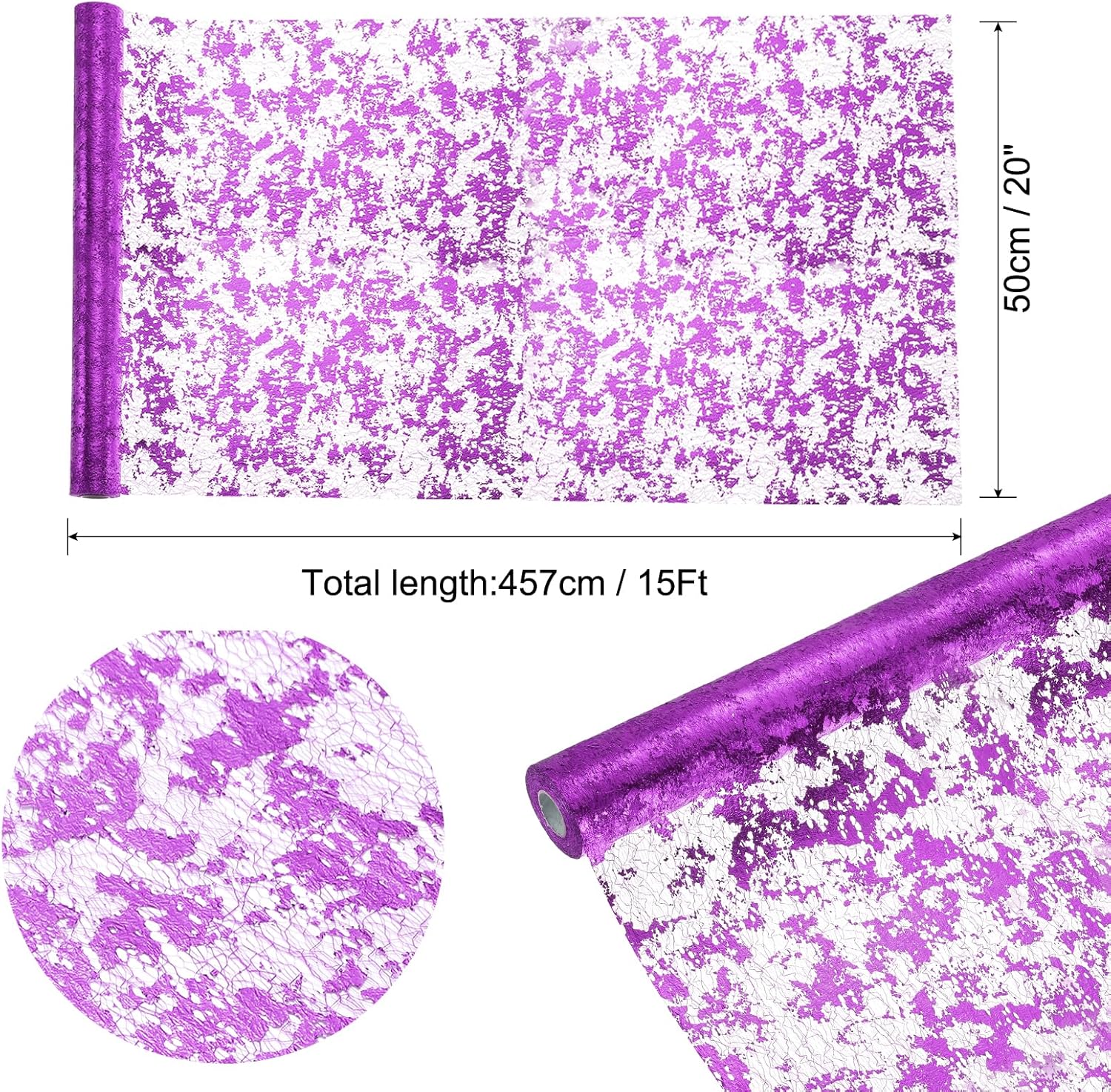 uxcell Bright Purple Table Runner Roll 20" x 15 Feet Sequin Foil Metallic Mesh Table Runner Decor Table Decorations for Wedding, Birthday Party, Christmas, New Year