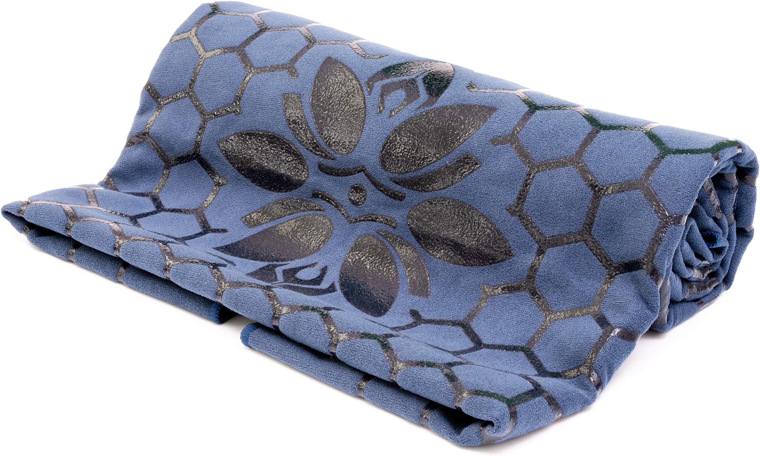 Clever YogaNon-Slip Hot Yoga Mat Towel - Grippy Double Sided Suede Microfiber - Multifunctional - No Slip - Dark Blue
