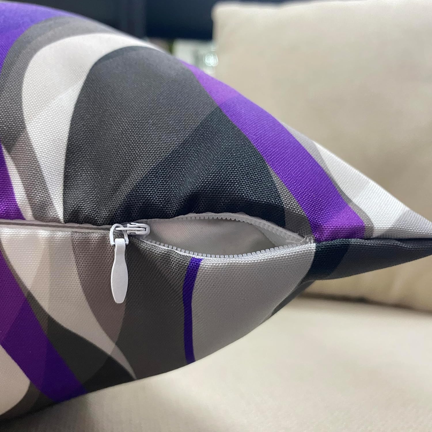 Black and Purple Grey Throw Pillow Covers Set of 2 Modern Geometric Lines Cushion Covers for Living Room Sofa Accent Home Decor Abstract Art Decorative Pillowcases Outdoor Pillows Covers 18"x18" White - Image 6