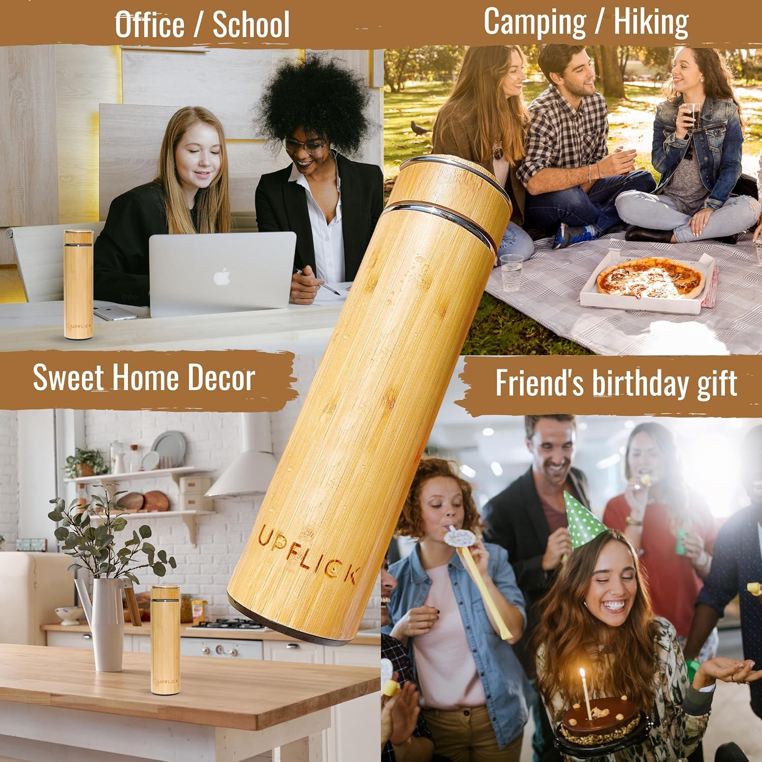 Bamboo Tea Bottle with Infuser and Lid for Loose Tea 17 oz Fruit Strainer Water Bottle Tea Insulated Tumbler Thermos Coffee Lover Gift, Travel Bottle Tea Lover Gifts for Men. - Image 7