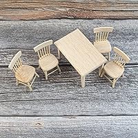 Vista 4 de AUEAR, Juego de 5 accesorios de madera para mesa de comedor en miniatura, 1 12