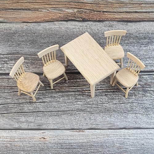 Miniatura 4 de AUEAR, Juego de muebles de madera para mesa de comedor en miniatura, 1 paquete de 5 unidades