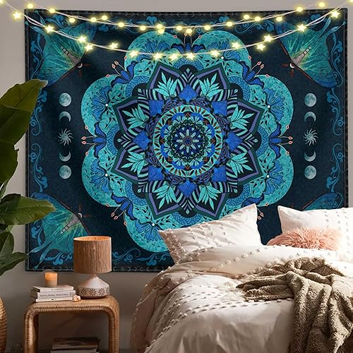 Miniatura 2 de LZBXBXDA Tapiz con diseño de mandala, estilo bohemio, gótico, sol y luna, polilla, para colgar en la pared, decoración del hogar, 30.00 x 40.00