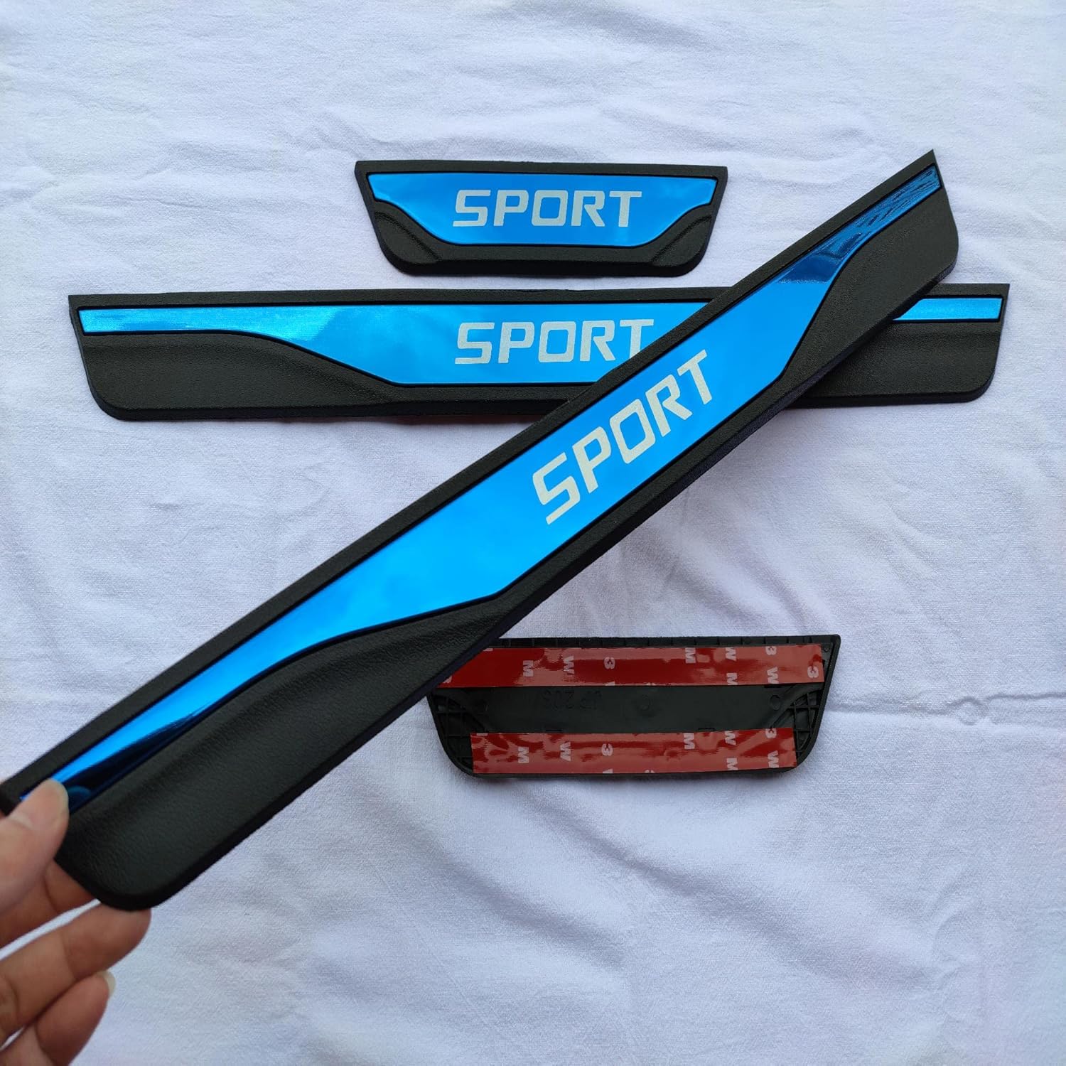 GZBFTDH Car Door Sill Scuff Protector, Parts for Ford Focus Escape Fiesta Accessories, Steel with abs Plastic Door Entry Guard Plate Trim Cover, Auto Interior Accessory Kick Panels (for Fiesta, Blue)