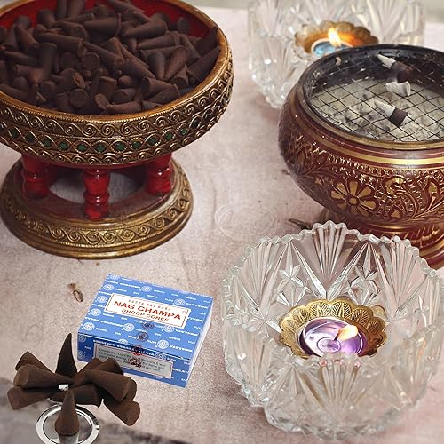 Miniatura 7 de Satya Sai Baba Nag Champa - Conos de incienso de cascada - 12 conos de incienso en cascada | Fragancia natural | Humo fragante para calmar la