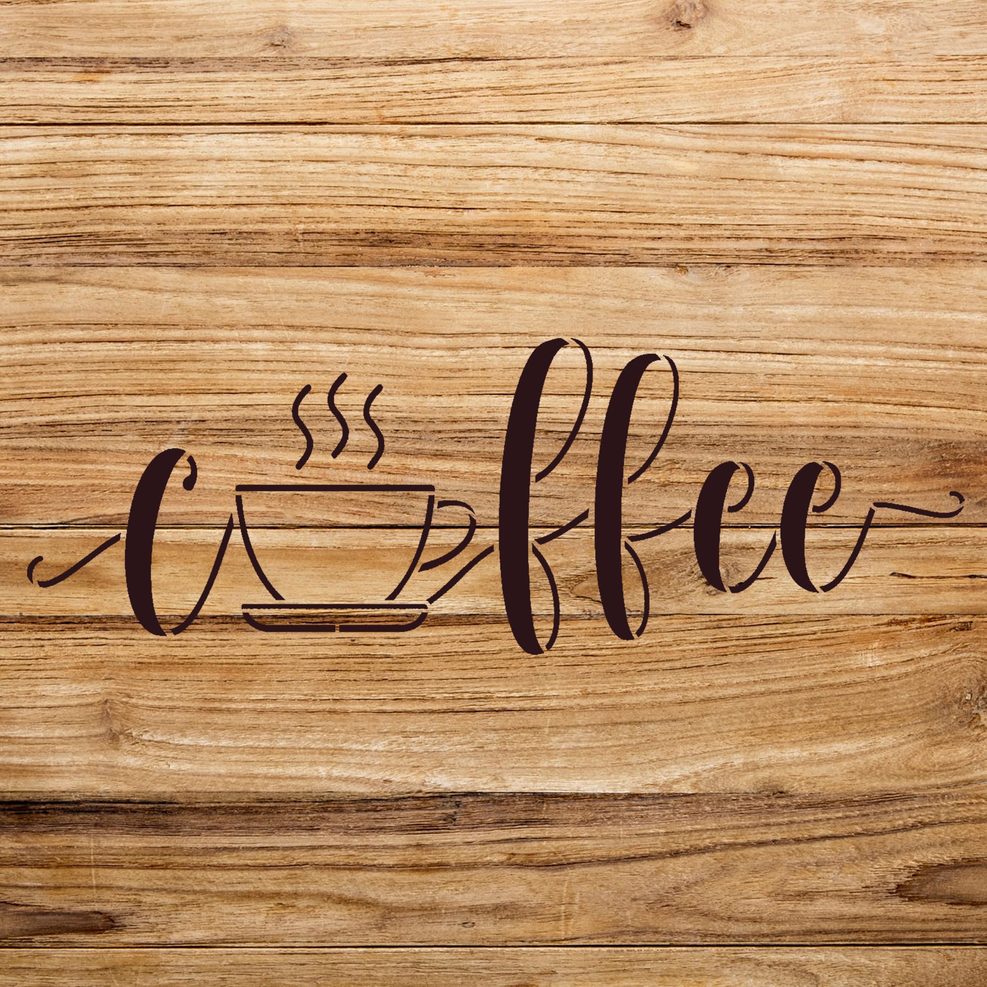 Coffee Cup Stencil Pattern for DIY Kitchen Decor, Reusable Mylar Template for Coffee bar and Wood Sign Projects - Size A2 (23.4