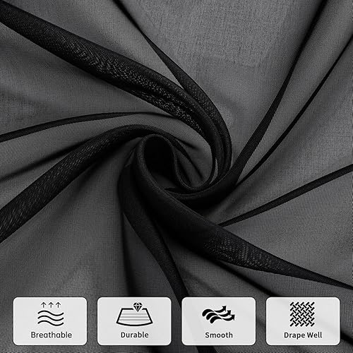 Miniatura 5 de WUBODTI Cortinas transparentes con cuentas para cocina, 3 piezas, bolsillo para barra, triangular, gótico, cenefa de ventana con borlas, cenefas