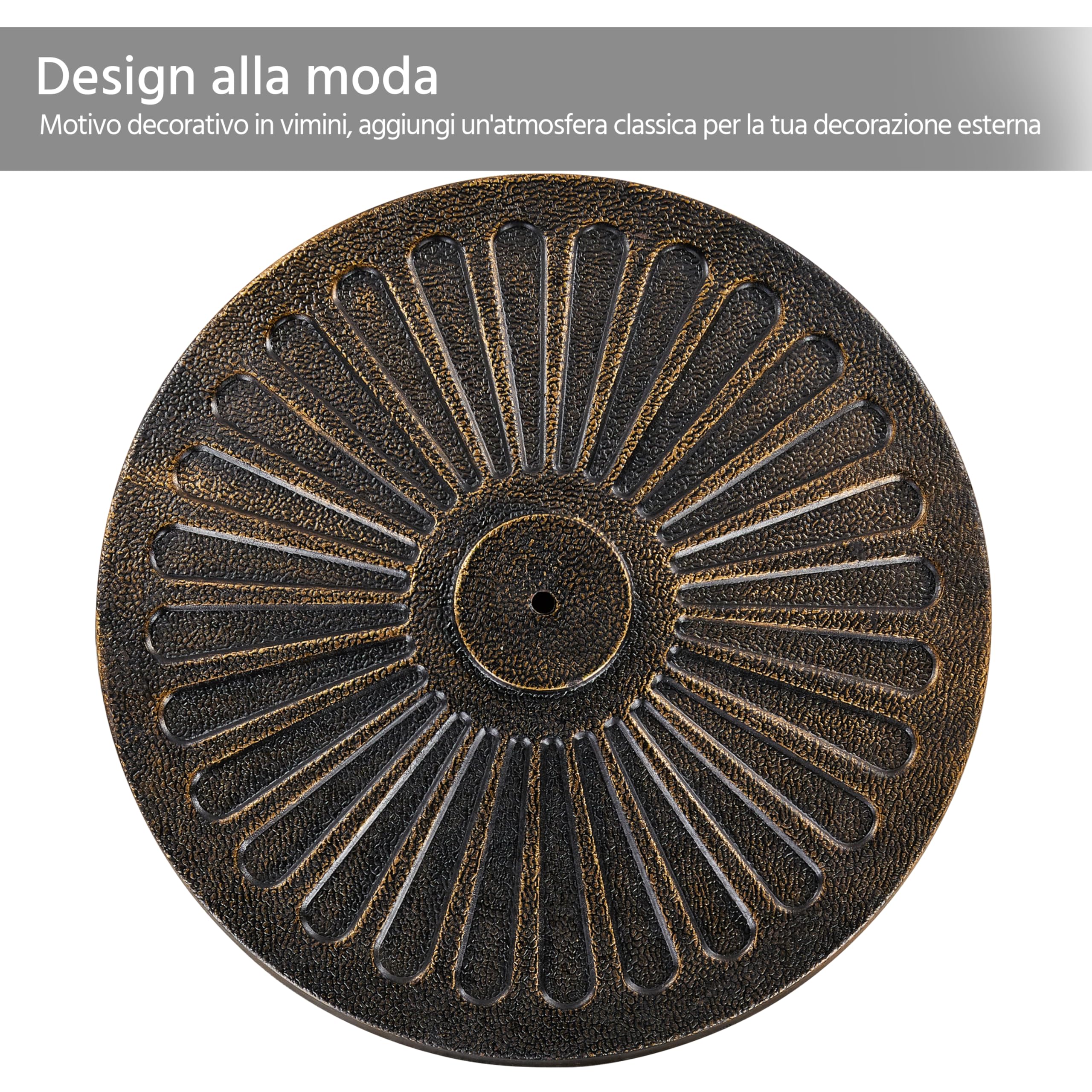 Yaheetech Base per Ombrellone da Giardino in Resina e Metallo Supporto 12 kg per Pali da Ø38mm o Ø48mm con Manopola per Esterno Veranda Terrazza Piscina Spiaggia Patio, Bronzo