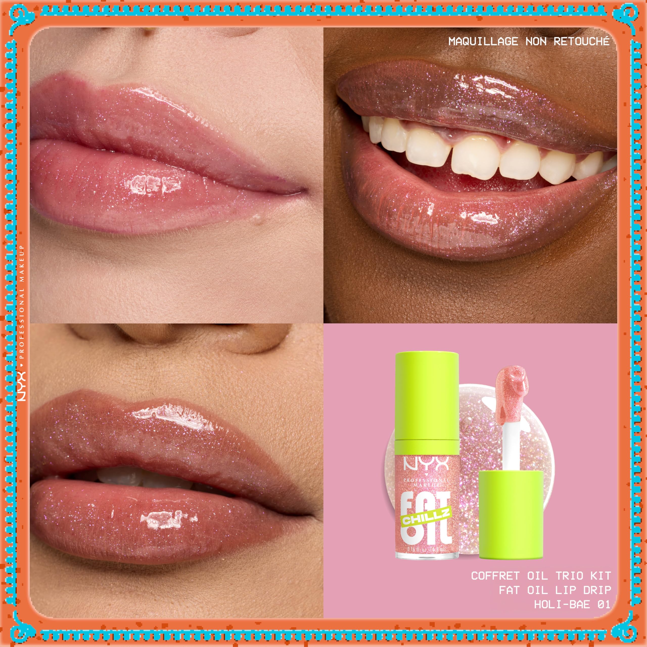 NYX Professional Makeup Coffret Trio Gloss Huiles à Lèvres Fat Oil | Huile framboise mûres squalane, Brillance intense non collante, Formule vegan, Coffret édition limitée 3 teintes