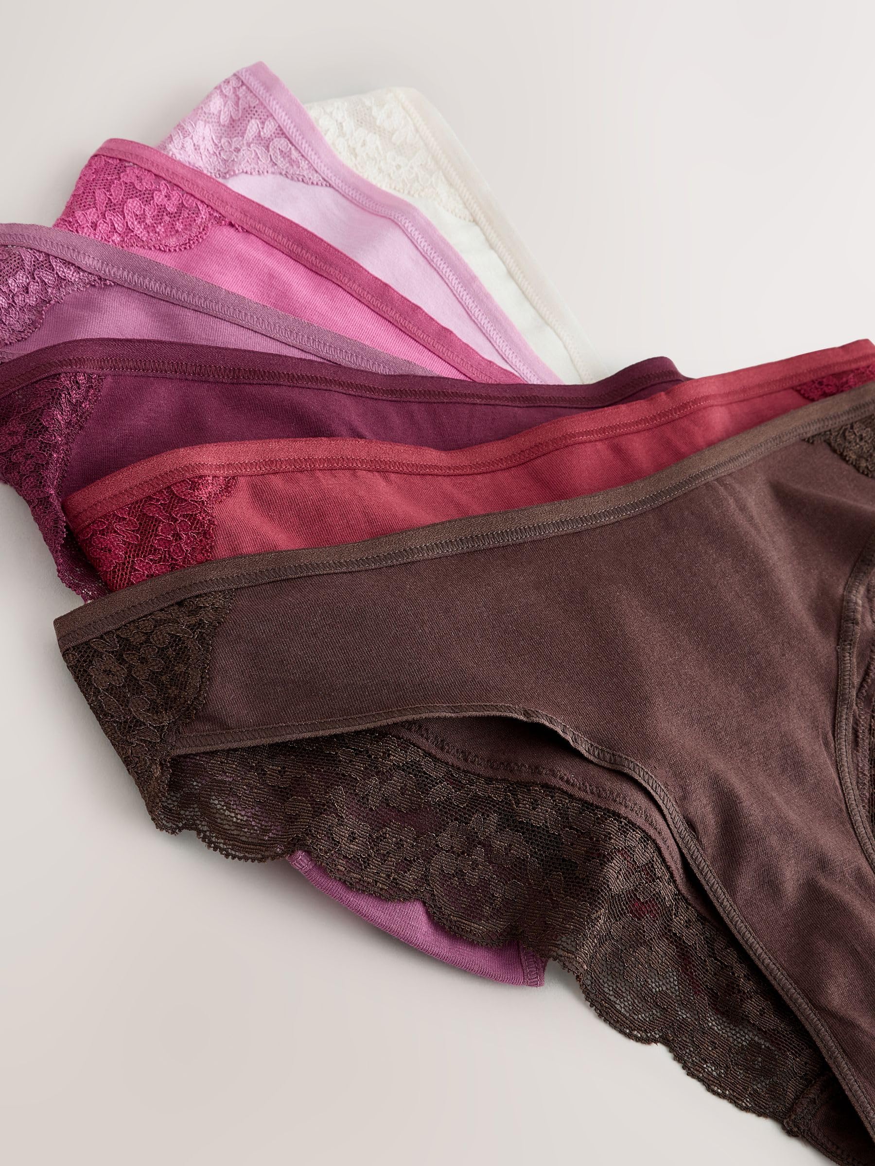 NEXT Mujeres Pack de 7 Braguitas brasileñas de algodón y Encaje