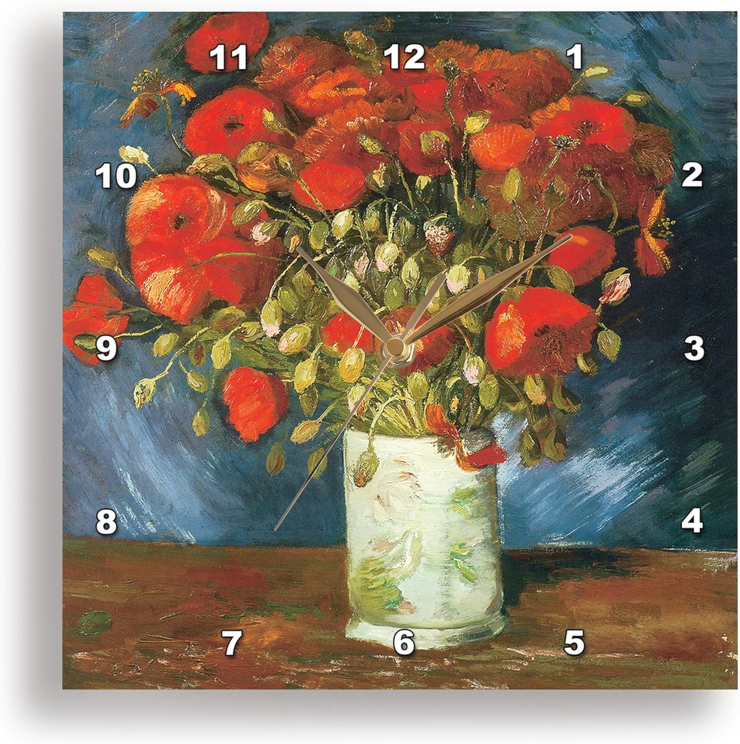 3dRose DPP_128113_2 Poppies by Vincent Van Gogh Wall Clock, 13 by 13-Inch