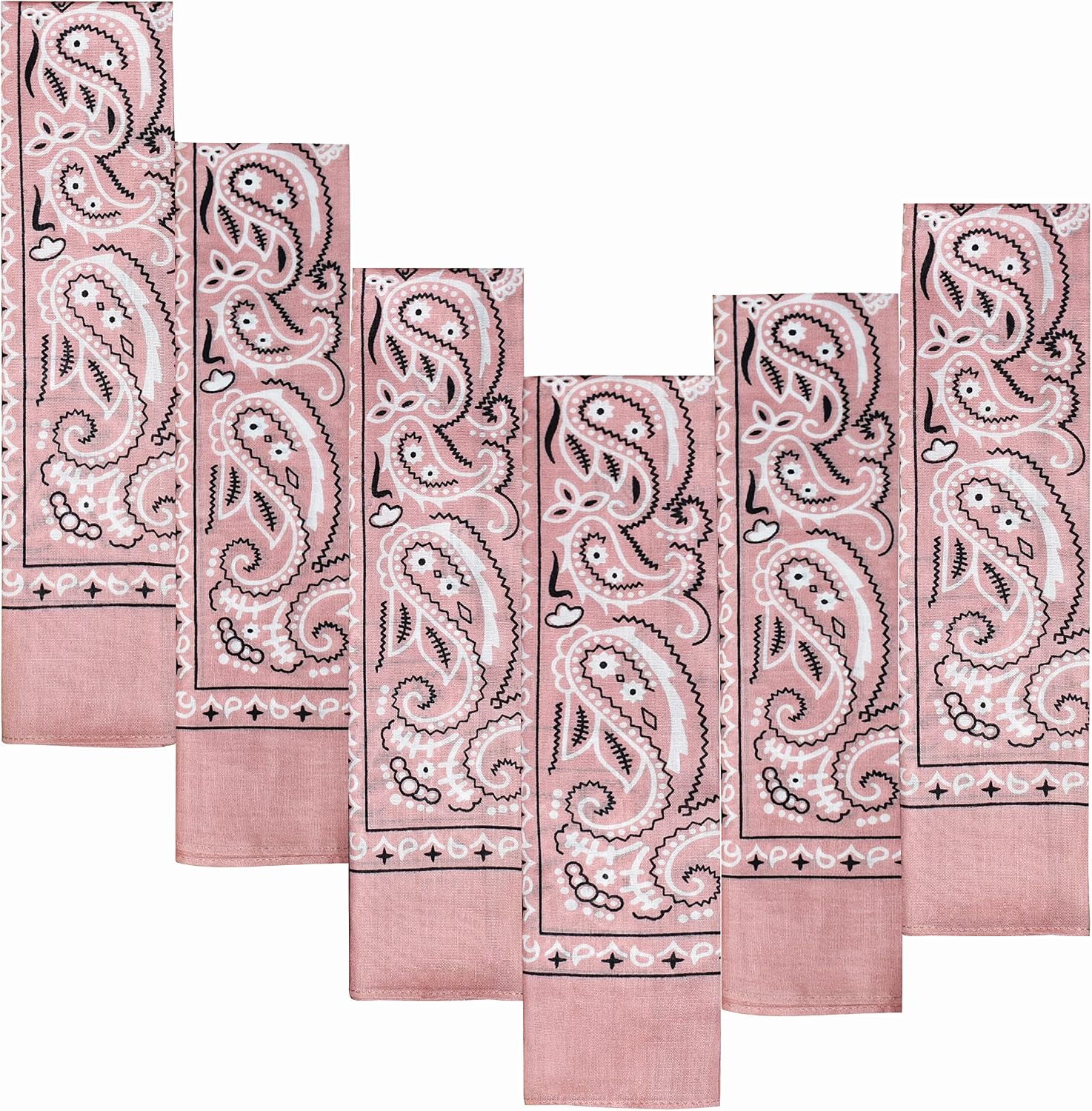 Every-ville Cotton Bandana Handkerchief for Men & Women, 6 Pack