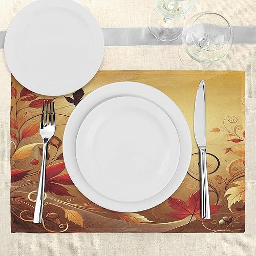 Miniatura 37 de Ambesonne Juego de 4 manteles individuales amarillos y azules, diseño de flores de primavera, flores vibrantes, manteles individuales de tela Azul