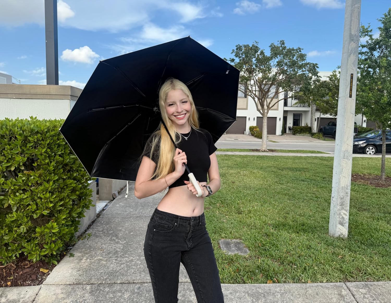 erised's bifrost Compact Folding Umbrella Carabiner Handle Coating Layer Fabric Blocking UV Protection 99.9%/Car/Small Travel Backpack/Lightweight Portable/Rain Sun Anti UPF 50/Men Women Kids - Image 9