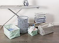 Vista 7 de DII Laundy Collection, cubo plegable recubierto de polietileno, celosía aguamarina, cesta para la ropa sucia