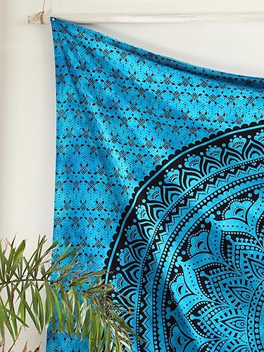 Vista 70 de Popular Handicrafts Tapestry Wall Hanging Hippie Ombre Mandala Bohemian HippyMetallic Shine Intricate Indian Tapestries Bedspread 84 x 90 Inches