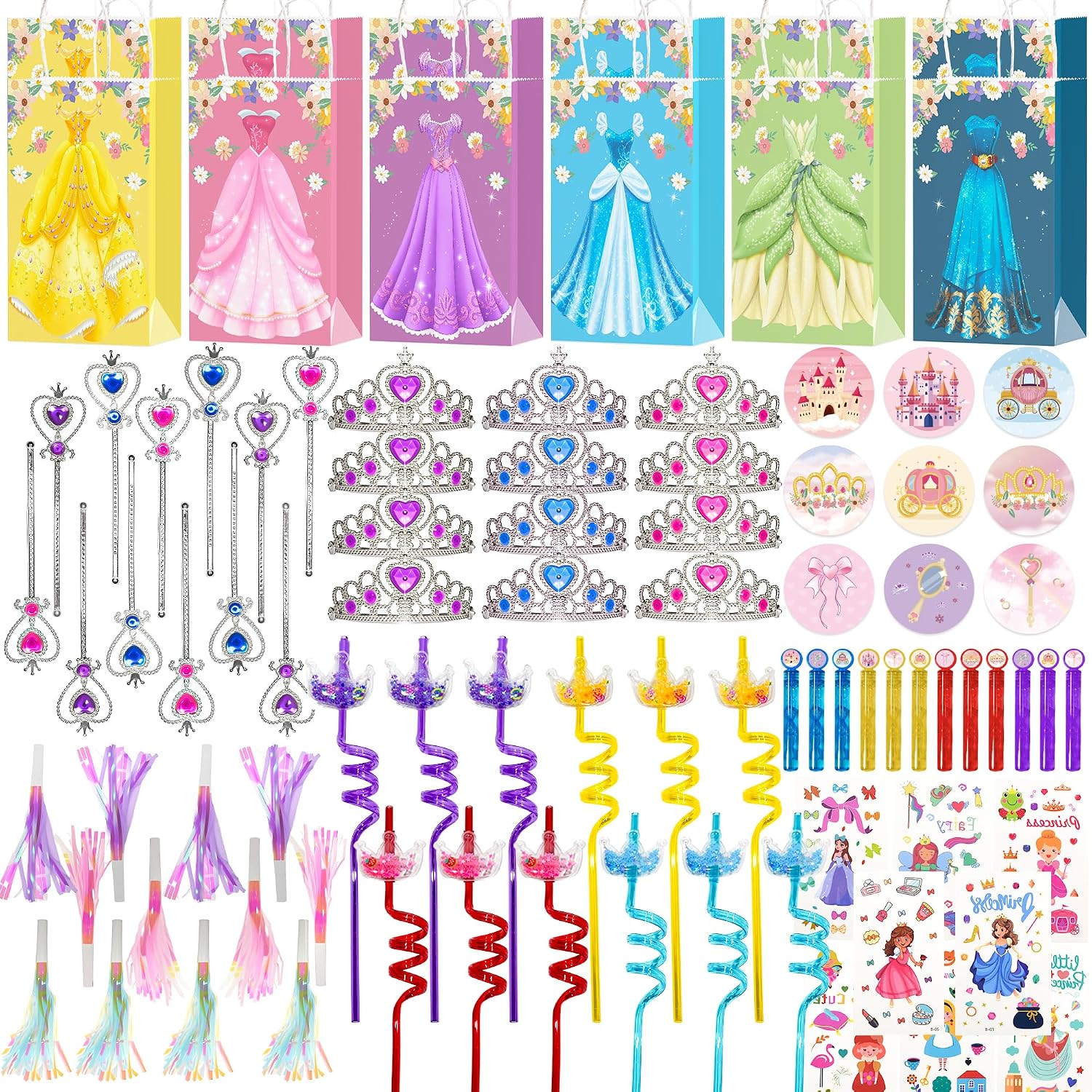 84pcs Princess Party Favors Princess Goodie Bags Rewards for Kids
