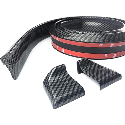 Car Rear Spoiler Trunk Spoiler Lip Kit Universal 4.9FT / 150cm Length Exterior Rear Strip Splitter Spoiler Side Skirt Rubber Carbon Fiber Black