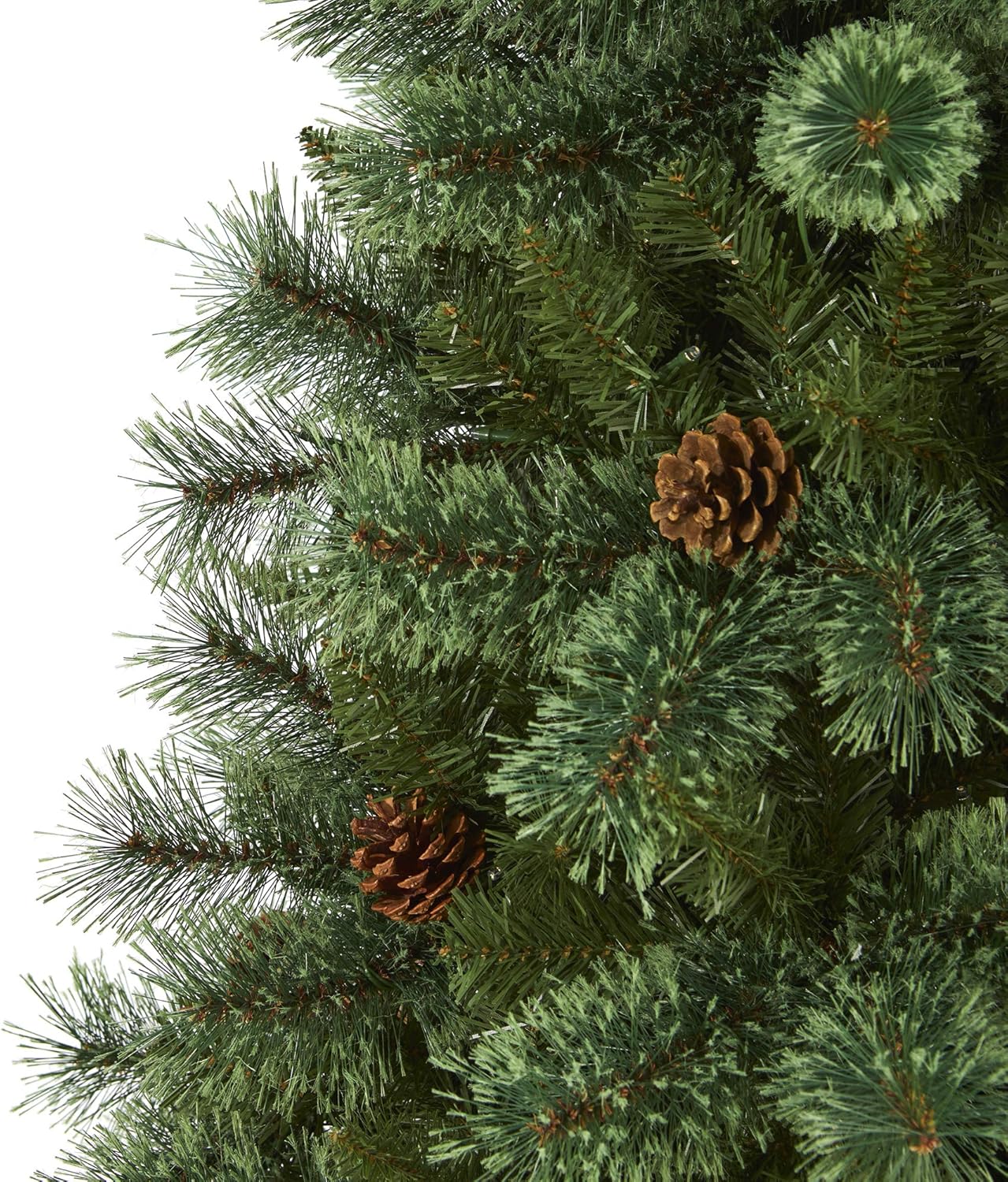 Nearly Natural 6ft. White Mountain Pine Artificial Christmas Tree with 300 Clear LED Lights and Pine Cones