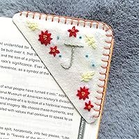 Vista 46 de Marcapáginas de esquina bordado a mano personalizado, lindo marcador de libro con flores, regalo de costura a mano para mujeres amantes de los Rojo