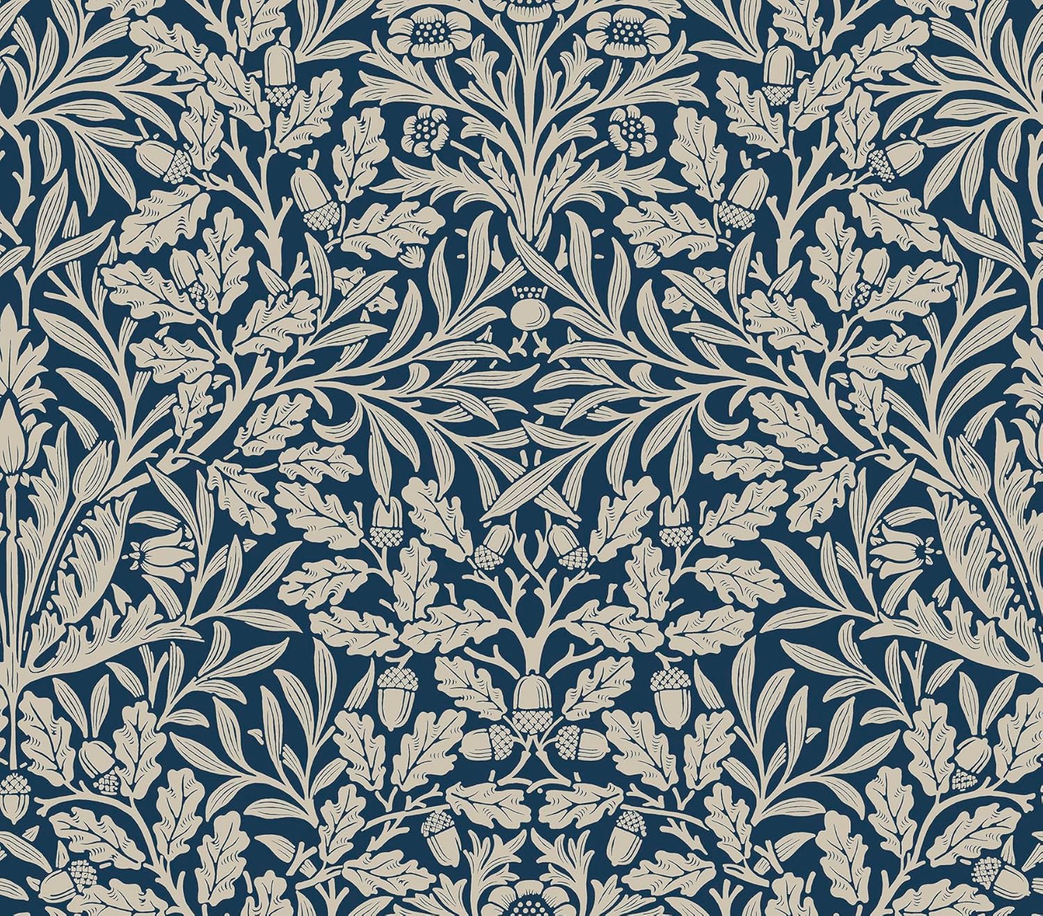NuWallpaper x Morris & Co. Acorn Indigo Peel and Stick Wallpaper, MCS6586