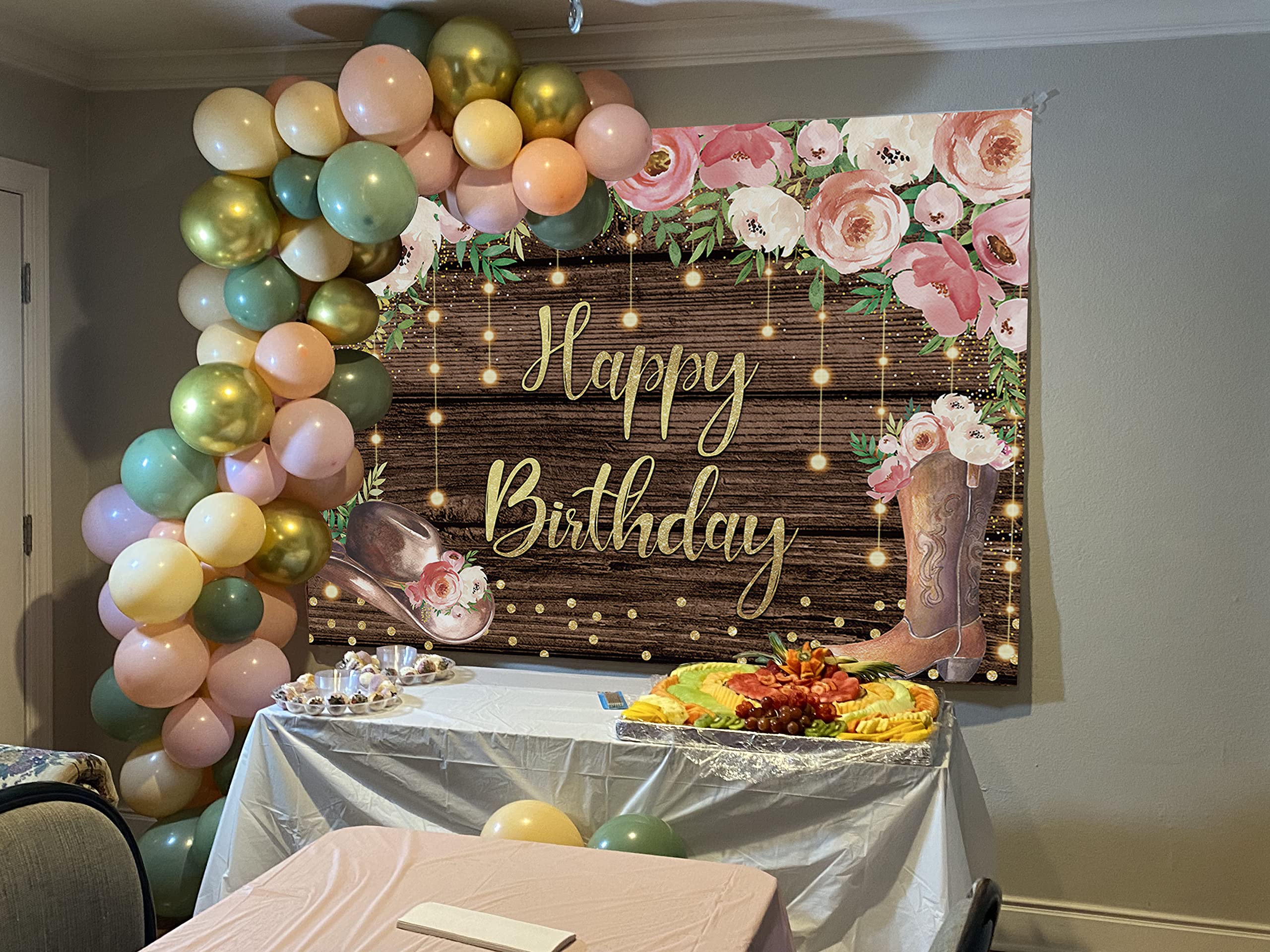 Aazon.co : Western Cowgirl Birthday Backdrop Rustic Wooden Retro Boho