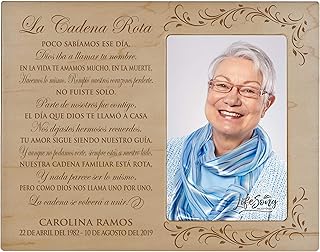 LifeSong Milestones Personalized Wooden Picture Frame for Loss of Loved One Holds 4x6 Photo Engraved Funeral Keepsake Spanish The Broken Chain Poem Engraved Loss of Loved One Photo Frame (Maple)