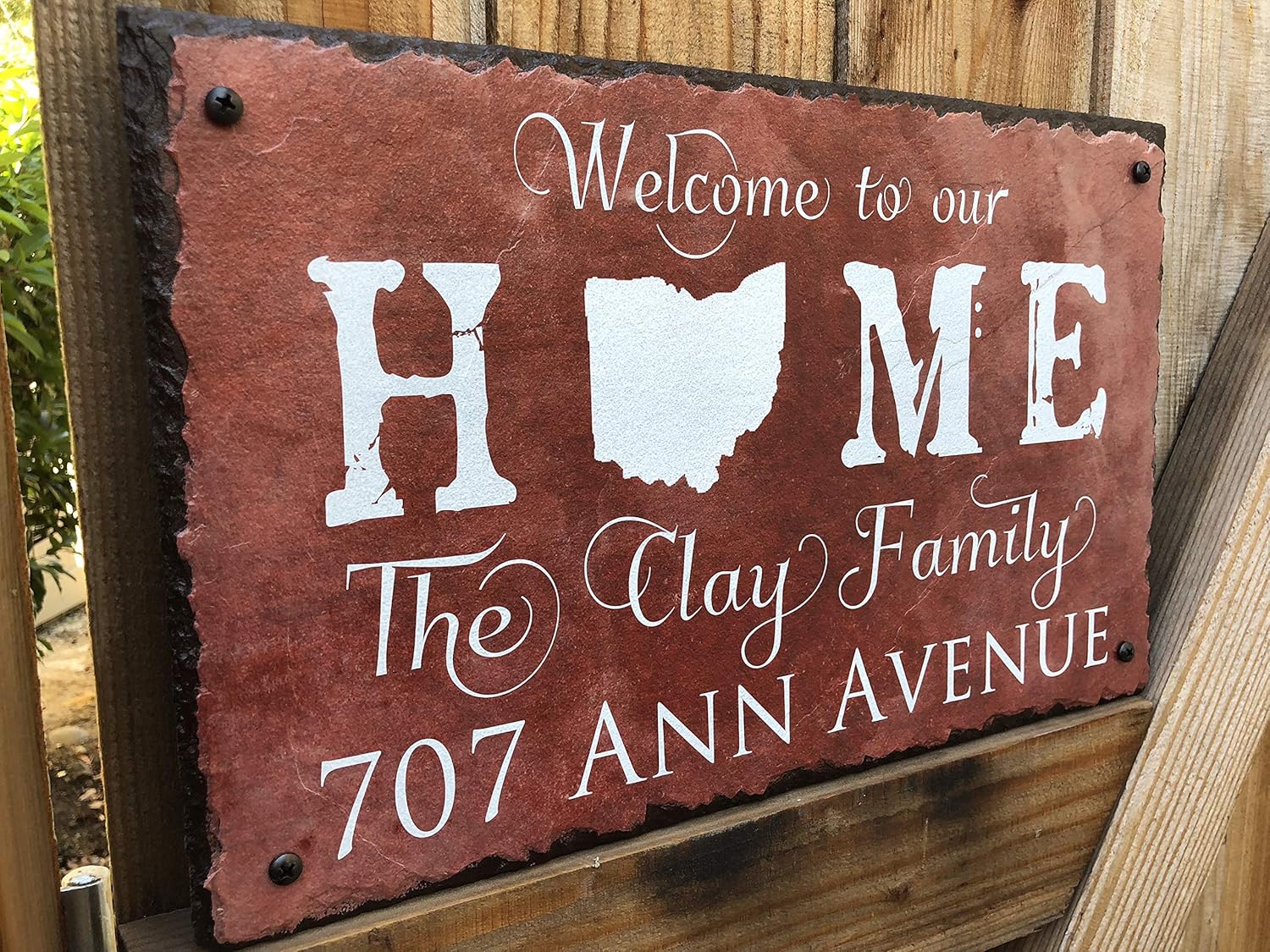 Ink Personalized Slate Stone Address Plaque - "Welcome to our Home" Custom Family Names Sign - Personalized Wall Decor - Customizable Welcome Home Address Plaque (16"x10")
