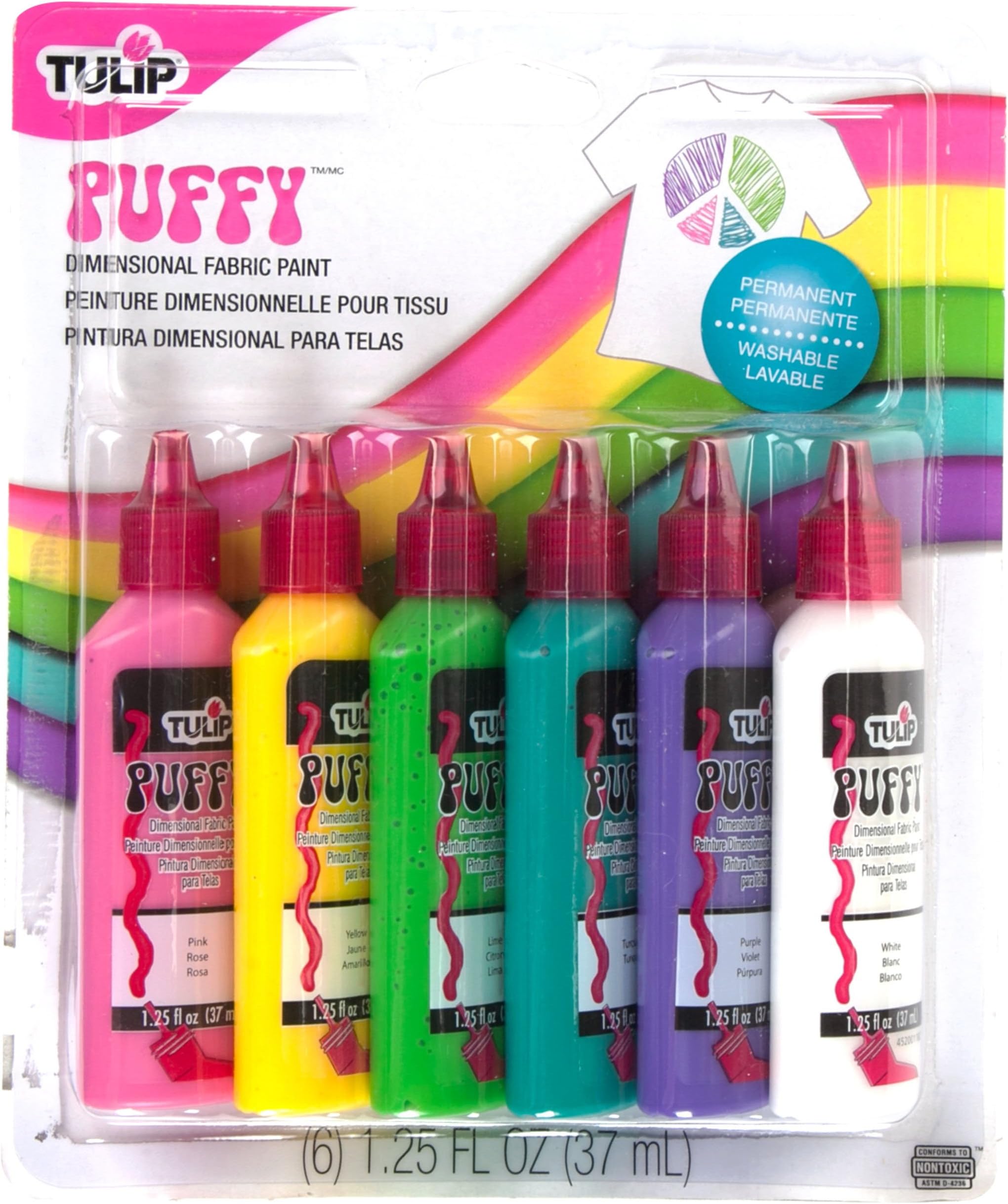 Tulip 3D Fabric Paint Set Puffy 6pc